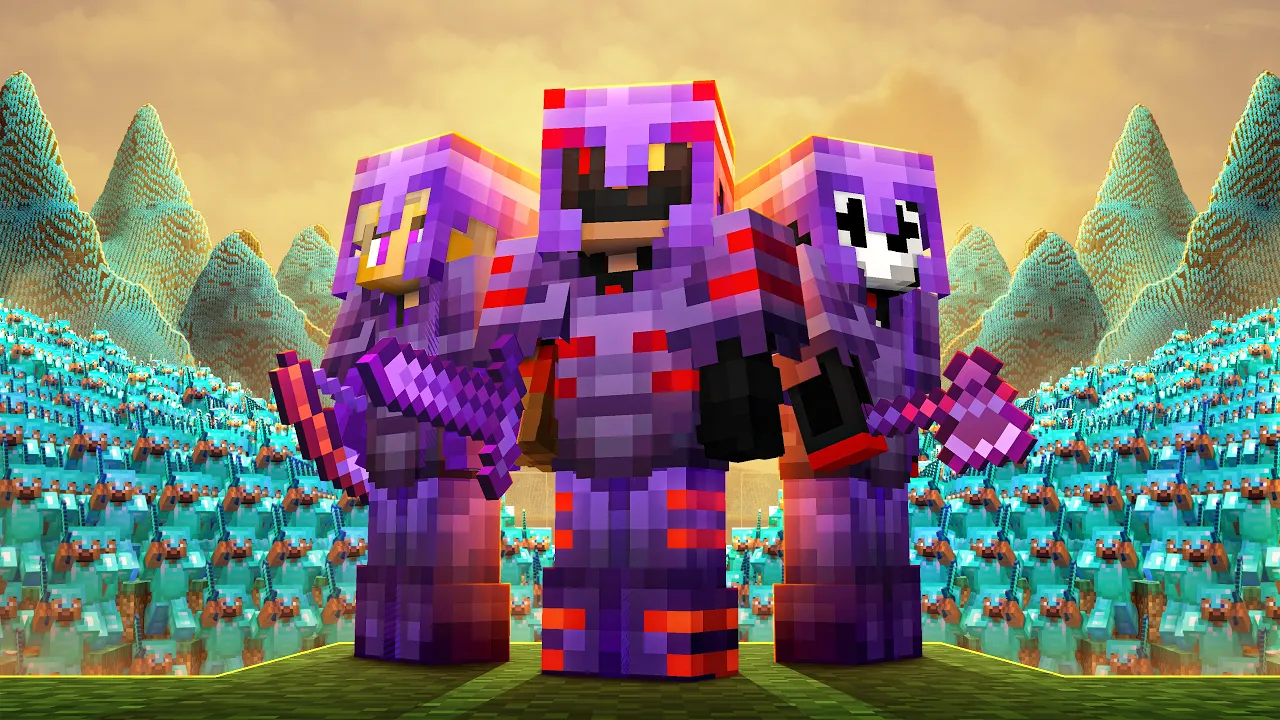 3 Minecraft Pros VS 1000 Hunters